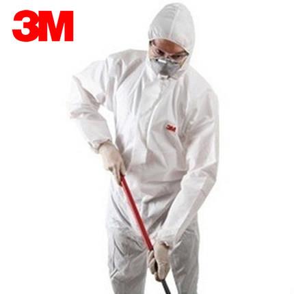 3M 4510白色带帽连体防护服  防护颗粒物及液体有限喷溅